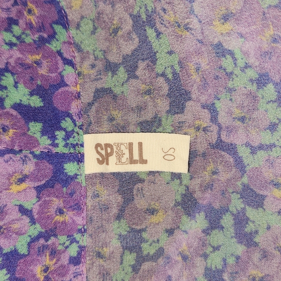 Rare Spell Wildflower Kimono violet robe maxi duster w/ belt purple one size os - Picture 8 of 13